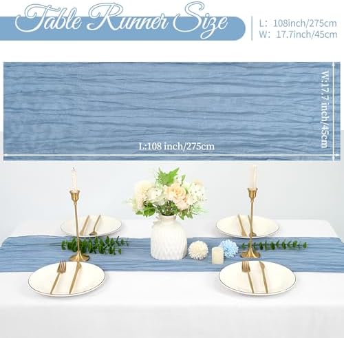 20 Pack Cheesecloth Table Runner 17 x 108 Inch, Dusty Blue - Image 2