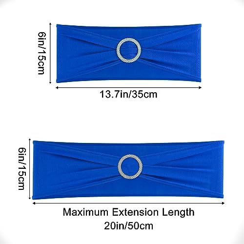 Royal Blue Chair Sashes 50 Pack Spandex Stretch Chair Band Sashes with Buckles for Folding Chairs Wedding Party Reception Baby Shower Events Banquet Decorations - Image 2