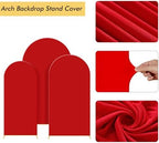 Set of 3 Wedding Arch Backdrop Stand,4+5+6 FT，Small Metal Arch Frame with 3 Red Backdrop Covers,Easy Setup for Birthday Baby Shower Anniversary Dessert Table Decoration - Image 5