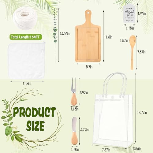6 Sets Baby Shower Prizes for Game Winner Gifts Bamboo Cheese Board Fork Spoon Towel Artificial Eucalyptus Stems with Cards and Gift Bags Bridal Shower Party Favors for Guests Bridal Shower Prizes - Image 3