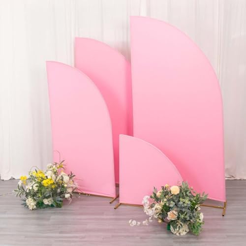Efavormart Set of 4 Pink Spandex Half Moon Arch Covers, Custom Fit Chiara Backdrop Slipcovers 2.5ft-7ft for Sweet 16 and Vibrant Birthday Parties - Image 6