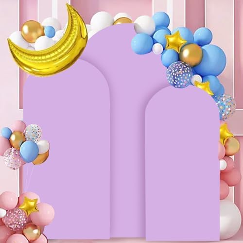 FANPROMS Wedding Arch Cover Set of 3 Lavender Arch Spandex Covers Baby Shower Chiara Arch Backdrop Stand Cover Round Top Stretchy Backdrop 5FT 6FT 7FT Arched Stand Covers for Parties Ornament - Image 5