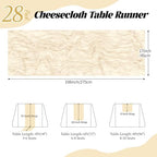 28 Pack Ivory Cheesecloth Table Runner 17x108 Inch Semi Sheer Boho Gauze Cheese Cloth Fabric Table Runners, for Wedding Party Baby Shower Birthday Home Decor Garden Farmhouse - Image 2