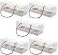 Housoutil 10PCS Clear Bakery Cake Boxes Portable Bakery Box Pastry Dessert Cookie with Handle and Paperboard for Birthday Wedding Mothers Day Baby Shower Graduate Party (White) by Housoutil