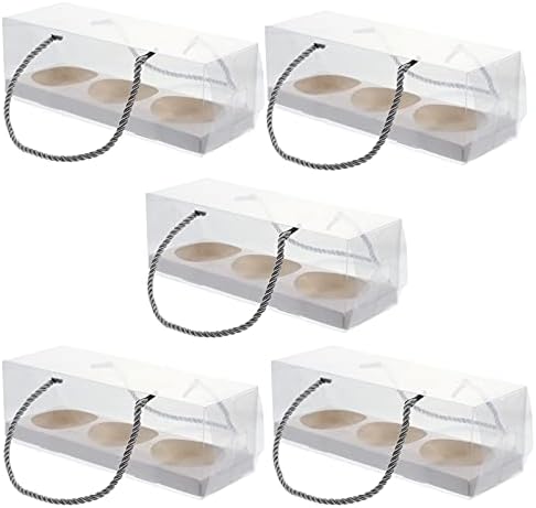Housoutil 10PCS Clear Bakery Cake Boxes Portable Bakery Box Pastry Dessert Cookie with Handle and Paperboard for Birthday Wedding Mothers Day Baby Shower Graduate Party (White) by Housoutil