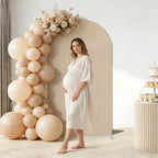 Double-Sided Arch Frame Fabric Cover Beige White Ripples Arched Panel Stand Cover for Wedding Birthday Baby Shower Parties Decoration (Beige-HP463,3X6.5ft) - Image 2