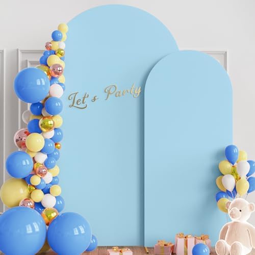 Wokceer Wedding Arch Backdrop Stand and Cover Set of 2 Metal Arch Stand with Arch Cover Dusty Blue 7.2FT, 6FT for Birthday Party Wedding Ceremony Bridal Baby Shower Event Decor - Image 3