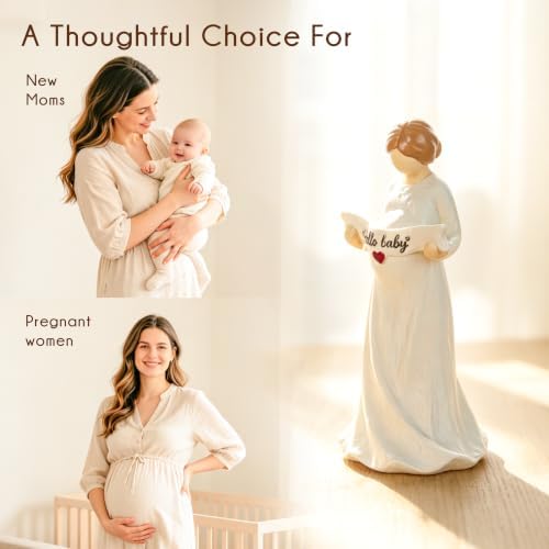 New Mom Gifts, First Mothers Day Birthday Gifts for New Mom, Pregnant Woman Holding Sign Figurine, Home & Bedside Decor - Image 7