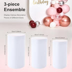3PCS White Cylinder Pedestal Stands for Party Round Pedestal Display Plinth Pillars PVC Dessert Table Display for Wedding Birthday Party Art Decor(3PCS-Cylinder-1) - Image 2