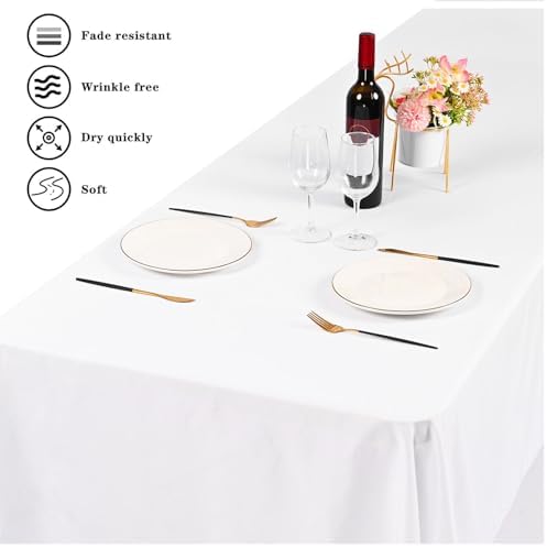 6 Pack Tablecloth 72 x120 inch Polyester Table Cloth for 6-8 Foot Rectangle Tables,Stain and Wrinkle Resistant Washable Fabric Table Covers Polyester White Table Clothes for Wedding,Party,Banquet - Image 5
