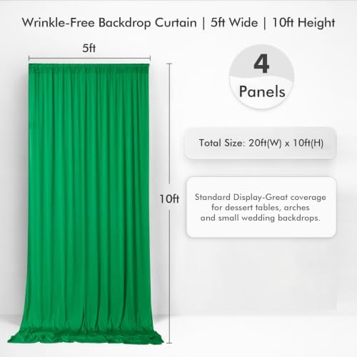 20×10 Green Backdrop Curtain for Wedding Parties Decor Wrinkle Resistant - Image 2