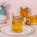 4 oz 30 Pack Mini Glass Honey Jars with Wood Dippers & Gold Lids - Image 6