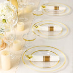 BESTSTAR 350PCS Clear and Gold Disposable Plastic Plates Set for 50 Guests - Image 7