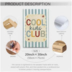 Wrapped Framed 20x30 inch Trendy Preppy Blue Striped Wall Art Cool Kids Club Quotes Poster Modern Funny Toddler Canvas Prints for Kids Playroom Bedroom Wall Decor - Image 2