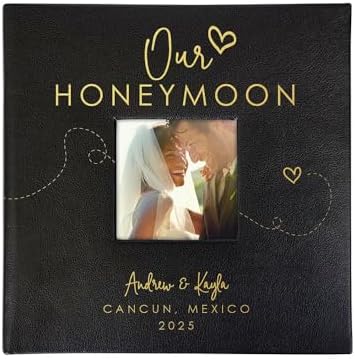 Personalized Honeymoon Photo Album Small Leatherette 4x6 Holds 100 Photos Travel Memory Book by GiftsForYouNow