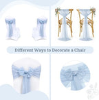 MDS Pack of 200 Chiffon Chair Sashes for Wedding & Event Décor - Baby Blue - Image 4
