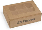 25 pcs Kraft Mini Truffle Box for 6 treats with Window and Dividers, Bakery Boxes, 5 x 3.5 x 1.57 Inches VERY SMALL Baking Boxes, Square Truffles Box Decorating Supplies for Gift Giving by ModsyBaking