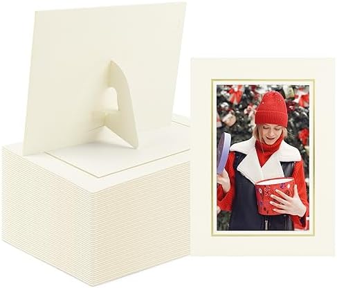 Golden State Art, Paper Picture Frames, 4X6, Ivory Gold Lining, 50 Pack by GoldenStateArt