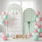 Remagr 2 Pcs One Silly Goose Baby Shower Gingham Arch Backdrop Covers by Remagr