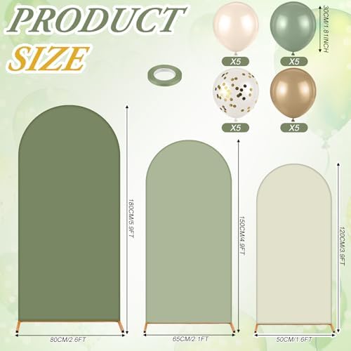 Foilswirl 34 Pcs Sage Green Arch Cover and Balloons Sage Green Backdrop - Image 3