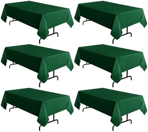 sancua 6 Pack Hunter Green Tablecloths 60x102 Inch Christmas Table Cloth by sancua