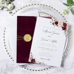 ponatia Burgundy Velvet 5x7 Wedding Invitation Envelopes Sleeves - Image 4