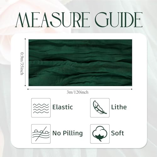 Wokceer Cheesecloth Table Runner Emerald Green 10FT Boho GauzeRunner,12Pack - Image 2