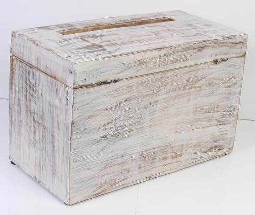 Wooden Wedding Card Box with Slot & Lid | Graduation Card Box | Rustic Vintage Decorations for Reception for Wedding Registry Gifts, Honeymoon Funds & Money | Baby & Bridal Shower -12"X9.5"X5" - Image 6