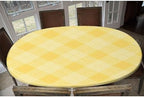 Festive Tartan Cloth Print Oval Table Cloth Greaseproof Waterproof Elastic for Kitchen and Dining Room Fits for 54" x 76" Oval Table - Image 6