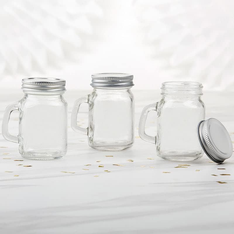 Kate Aspen 36PCS Small 4 oz. Glass Jars with Lids and Handles, Mini Mason Jars Mugs, Drinking Glass and DIY Favor Decor, Wide Mouth - Image 4