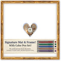 CountryArtHouse Signature Keepsake Frame - Heart Shaped Mat Window - Gold Bamboo Genuine Hardwood 20x20 5x5 Photo - Sky Blue Border Mat - Complete Keepsake Signing Kit by CountryArtHouse