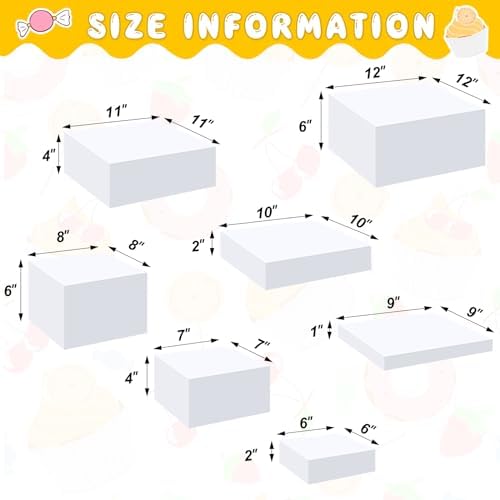 Leinuosen 7 Pcs Large Acrylic Buffet Risers, 6-12" Square, White - Image 2