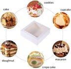 36 pcs 10x10x2.5 Inches Cake Box with Window, Bakery Pastry Cookie Boxes, Mini Pie for Pastry,Dessert,Strawberries,Chocolates (White, 10x10x2.5 Inch/36pcs) - Image 3