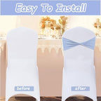Spandex Sky Blue Chair Sashes Bows 60 Pcs Blue Chair Sashes Elastic Chair Cover Bands Ties Without Buckle for Wedding Birthday Party Ceremoney Events Decoration - Image 4