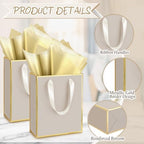 Yeaqee 50 Pcs Metallic Paepr Gift Bags Bulk with Handles,Champagne, Gold - Image 3