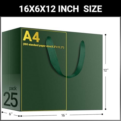 EUSOAR Large Gift Bags with Handles, 25pcs 16"x6"x12" Paper Wrap Bags Bulk, Merchandise Business Craft Grocery Retail Wrapping Bags, Wedding Christmas Birthday Thank You Gift Treat Party Favor Bags - Image 2