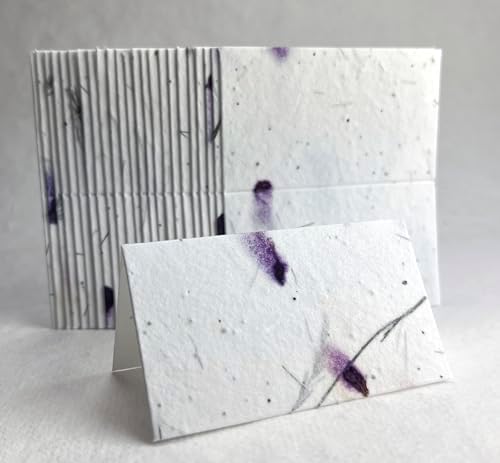 Of The Earth Handmade Paper - Wildflower Seed Paper Folding Escort Card - Place Card/Name Card/Gift Card - 3.5" x 4" - Set of 24 (58s Purple & Fern) - Image 3