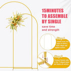 Asee'm Gold Metal Wedding Arch Backdrop Stand Set of 2 (7.2FT, 6FT) - Image 4