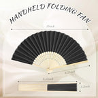 Blulu 40 Pcs Black White Hand Fans Bulk Folding Bamboo Silk Foldable Handheld Fan for Women DIY Line Dance Clapping Popping Wedding Bridal Shower Baby Shower Birthday Party Favors Gift Decoration - Image 3
