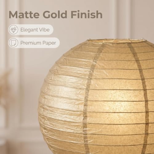 Generic Paper Lanterns Round Decorative Ball Lanterns Lamps for Weddings, Birthdays, Parties and Events 16-Inch 5 Packs (Gold) - Image 5