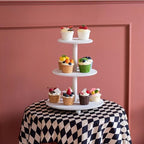 GENMOUS 2PCS 3 Tier and 4 Tier Beaded Cupcake Stand Set for Birthday Party Decor,Rustic Wooden Cupcake Tower Stands for 74 Cupcakes,White Cupcake Tiered Stand Display for Wedding Baby Shower Tea Party - Image 3