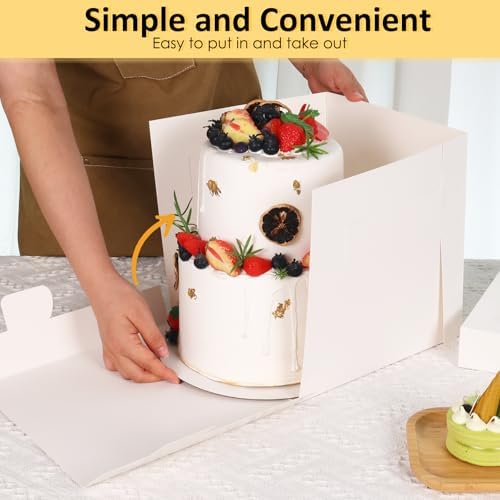 Moretoes 16pcs Cake Boxes, 10x10x10 Inches Tall White Square Bakery Boxes - Image 2