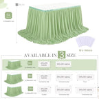 Sage Green Table Skirt for Party：2 Layer Chiffon Table Skirts Rectangle Tables Baby Shower Birthday Decorations 6FT - Image 3