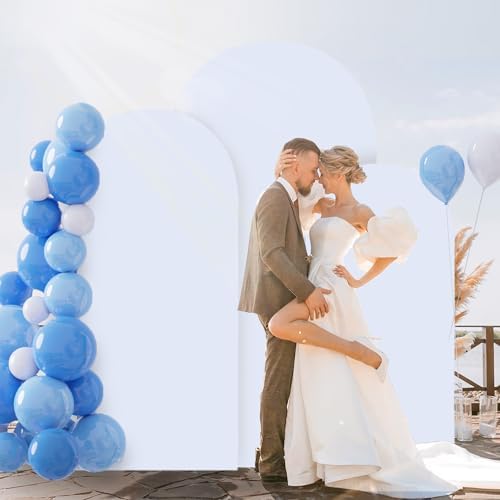 FOTSHARER Arch Backdrop Cover Set of 3 White Arch Cover Backdrop Fabric 4FT 5FT 6FT Spandex Fitted Arch Cover for Bridal Baby Shower Chiara Arched Stand Covers Wedding Balloon Arch Covers for Parties - Image 6