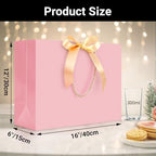 EUSOAR Gift Bags with Ribbon, 50pcs 16""x6""x12"" Thank You Gift Paper Bags with Bow Ribbon Handle, Large Shopping Party Favor Gift Treat Candy Bags Bulk for Wedding Baby Shower Guests Bridal, Pink - Image 2