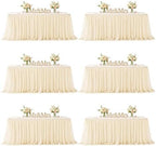 HB HBB MAGIC Champagne Table Cloth Spandex Table Covers 8ft Fitted Tulle Tablecloth Rectangular Desk Skirt Stretch Table Cloths Covers Party Banquet Birthday Baby Shower Wedding Table Cloth, 6 Pack by HBBMAGIC
