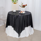 Poise3EHome Black Sequin Tablecloth 90×90 Inch Square Sequin Fabric Table Cover Overlay for Halloween Baby Shower Birthday Party Wedding Holiday Cake Table Decoration - Image 4