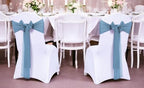 MDS Pack of 100 Chiffon Chair Sashes for Wedding & Event Décor - Dusty Blue - Image 2