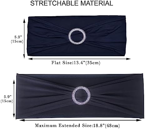 50pcs Navy Blue Spandex Chair Sashes,Durable Workmanship, Stretch Chair Bows for Wedding Party Banquet Event Reception Celebration Baby Shower Birthday Decoration - Image 3