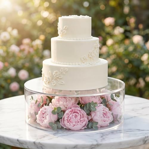 Jucoan Set of 2 Clear Acrylic Fillable Cake Stand, Cake Tier Display Stand Cupcake Stand, 12 Inch & 8 Inch Round Cylinder Display Riser for Wedding Birthday Baby Shower Party Centerpieces - Image 6